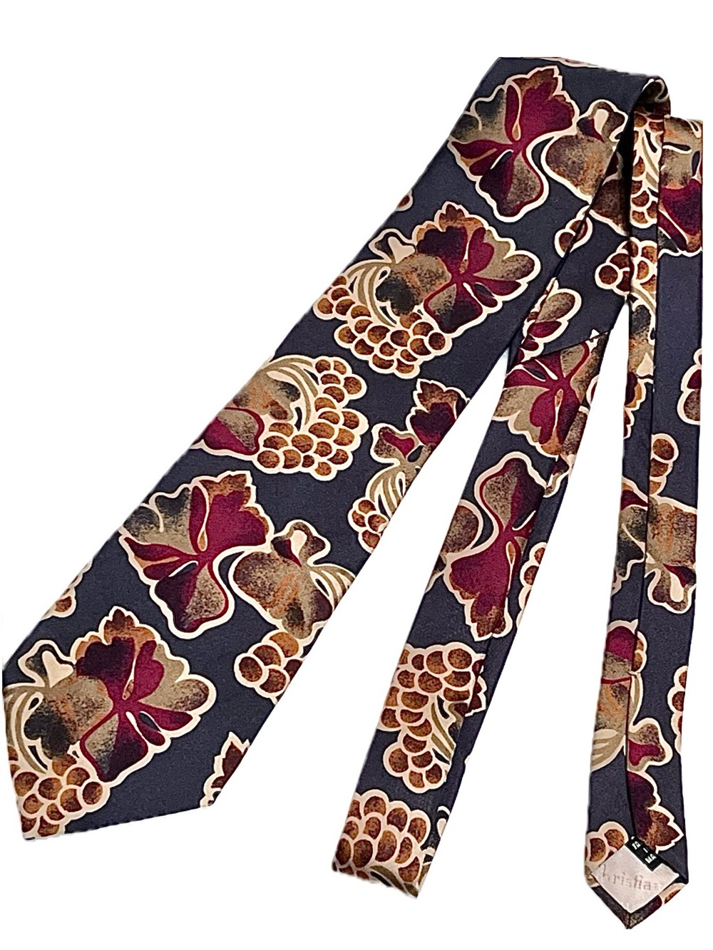Christian Dior Monsieur Vintage Tie 100% Italian Silk Made in USA Navy Burgundy